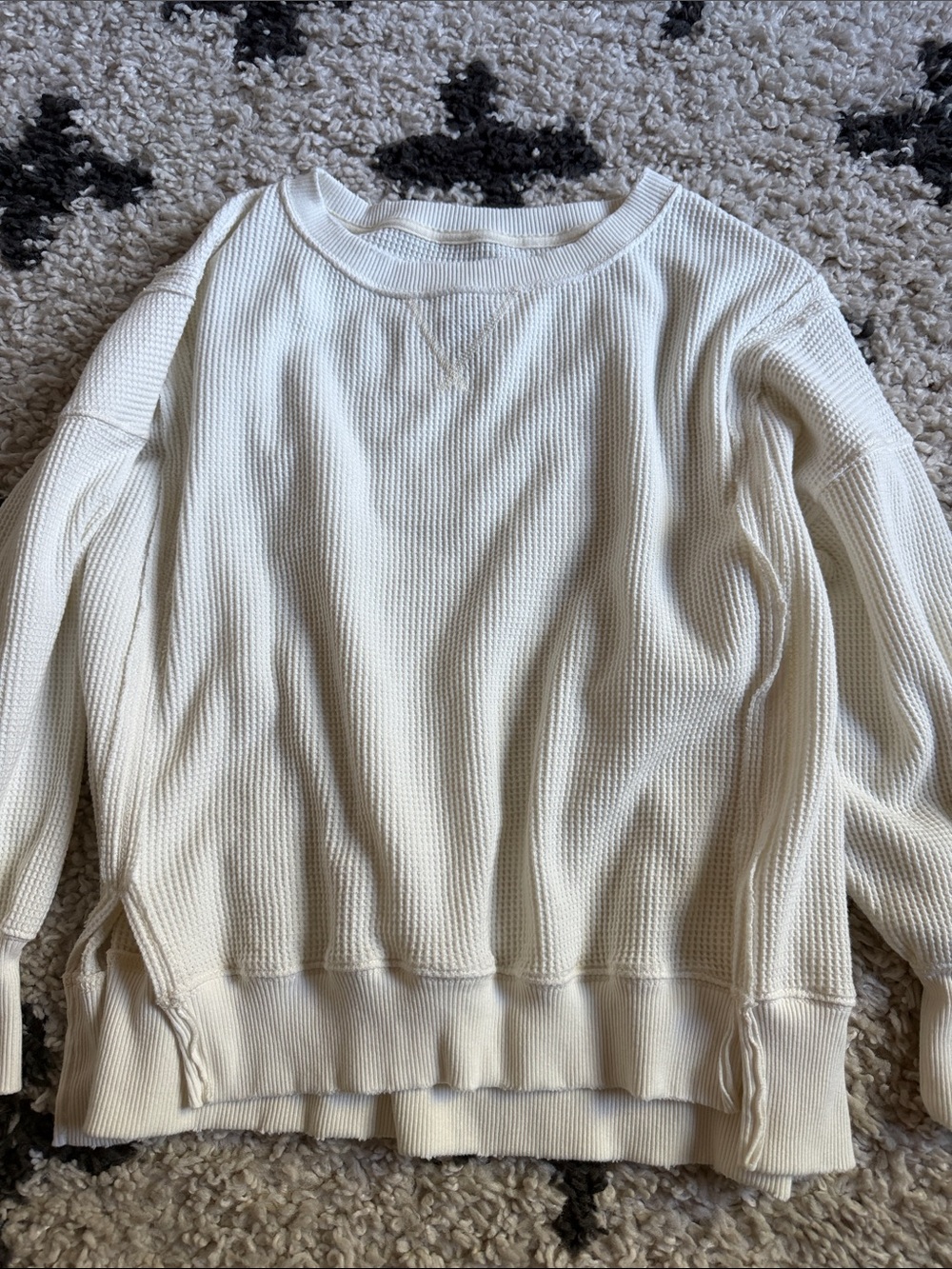 Cream Waffle-Knit Women’s Sweater by American Eagle